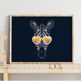 Funny Zebra | Mit Sonnenbrille Mauer drucken Poster