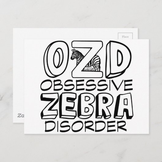 Funny Zebra Postkarte (Vorne/Hinten)