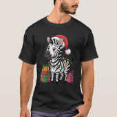Funny Zebra Santa Hat Animals Lovers Ugly Christma T-Shirt (Vorderseite)