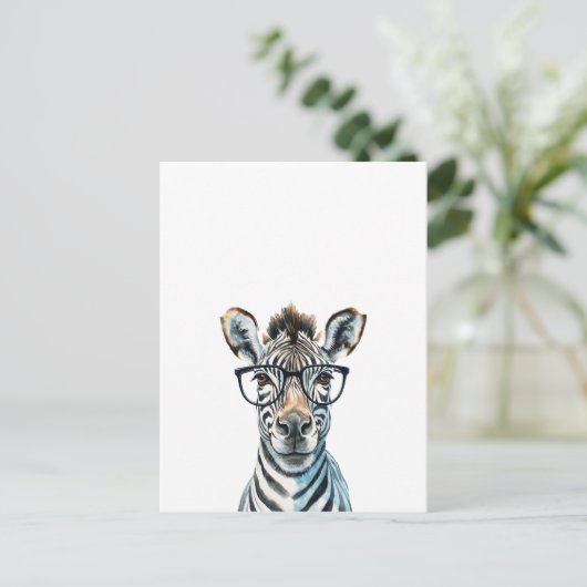 Funny Zebra Tragend Brillen Postkarte (Stehend Vorderseite)