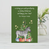 Funny Zebra Weihnachtsbaum Weihnachtskarte Feiertagskarte (Stehend Vorderseite)
