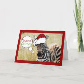 Funny Zebra Weihnachtsgrüße Feiertagskarte (Vorderseite)