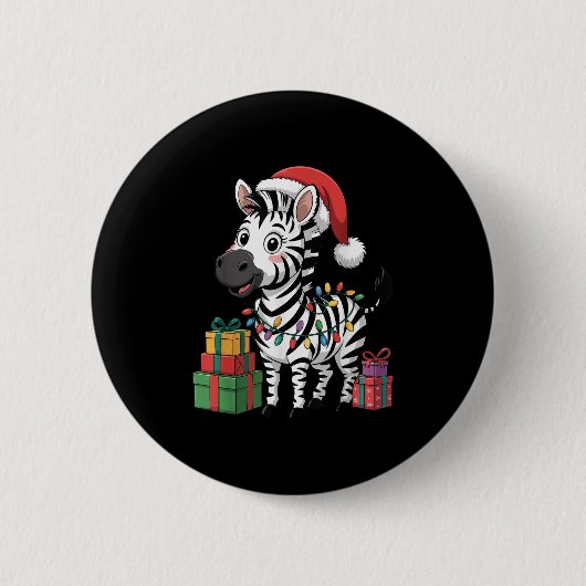 Funny Zebra Weihnachtsmannmütze Animals liebt Ugly Button (Vorderseite)