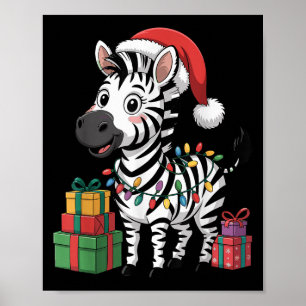 Funny Zebra Weihnachtsmannmütze Animals liebt Ugly Poster