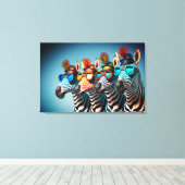Funny Zebras Niedlich Zoo Animals Party Hats Brill Leinwanddruck (Insitu (Holzboden))