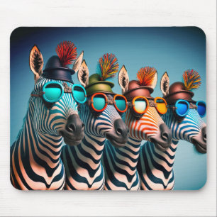 Funny Zebras Niedlich Zoo Animals Party Hats Brill Mousepad