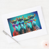 Funny Zebras Niedlich Zoo Animals Party Hats Brill Rechteckiger Aufkleber (Umschlag)