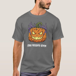 Funny 'Zero Frights Given' Spooky Pumpkin Cartoon T-Shirt