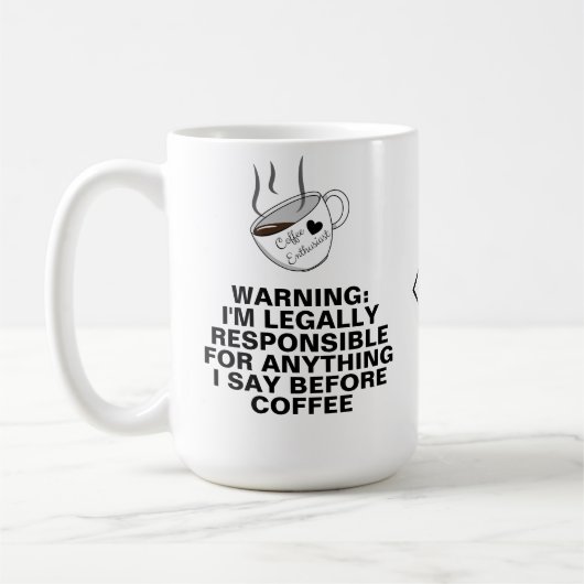 Funny Zitat (Coffein Meme, Joke, Custom Monogram Kaffeetasse (Links)