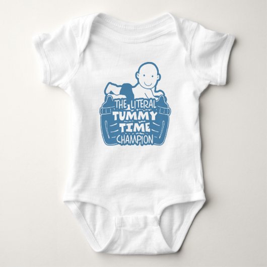 Funny Zitat der Literal Tummy Time Champion Blau Baby Strampler (Vorderseite)