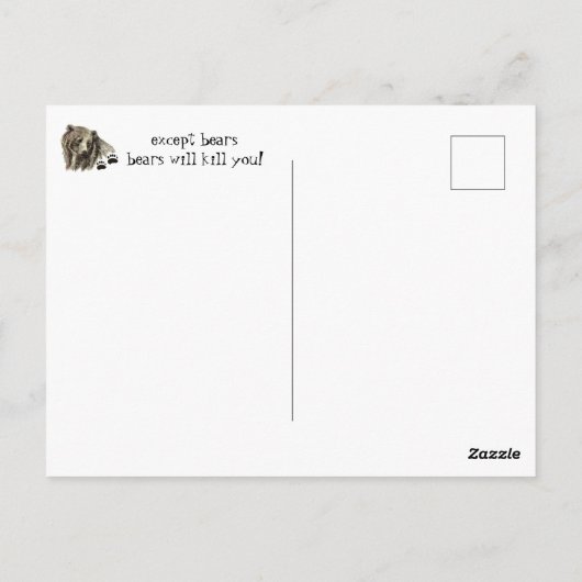 Funny Zitat Grizzly Bär Tötet euch Spaß Postkarte (Rückseite)