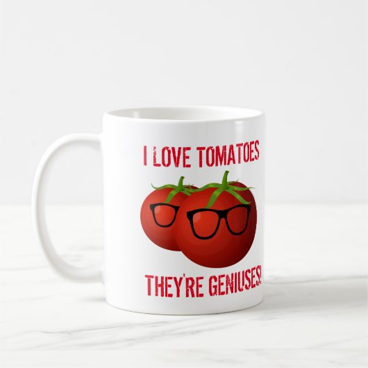Funny Zitat I Liebe Tomaten. Das sind Geniessen! Kaffeetasse (Links)