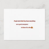 Funny Zitat - Menschen, die denken, sie kennen jed Postkarte (Vorderseite)