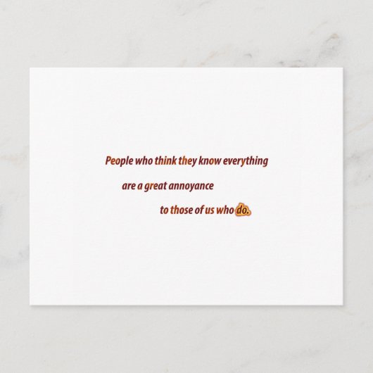 Funny Zitat - Menschen, die denken, sie kennen jed Postkarte (Vorderseite)