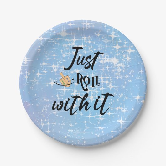 Funny Zitat - Roll mit Hanukkah Pappteller (Vorderseite)