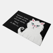 Funny Zitat Sarcastic White Cat Custom Willkommen Fußmatte (Schrägansicht)