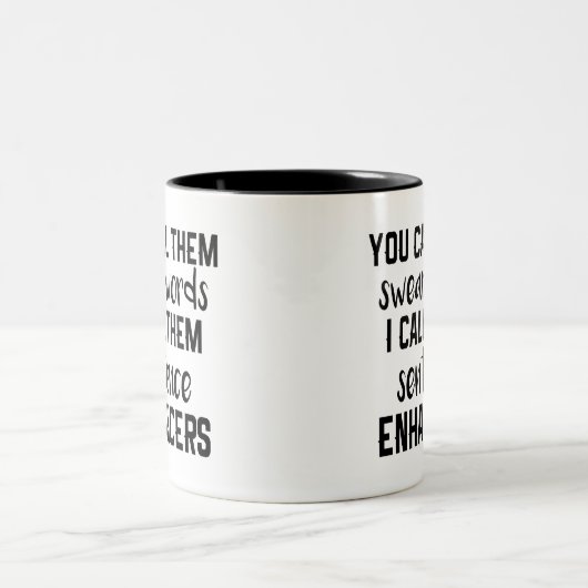 Funny Zitat Swear Words Sentence Enhancers Black Zweifarbige Tasse (Mittel)