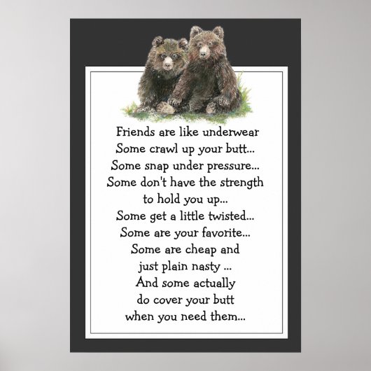 Funny Zitat über Freunde sind wie Underware Poster (Vorne)