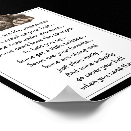 Funny Zitat über Freunde sind wie Unterwäsche Poster (Ecke)