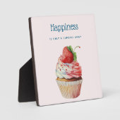 Funny Zitat über Glück mit einem Cupcake-Bild Fotoplatte (Vorderseite)