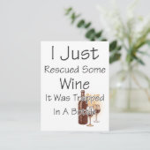 Funny Zitat über Wein, Trinken Postkarte (Stehend Vorderseite)