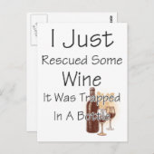 Funny Zitat über Wein, Trinken Postkarte (Vorne/Hinten)