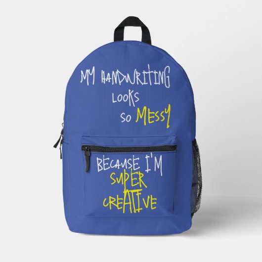 Funny Zitat, weil ich Super Creative Blue bin Bedruckter Rucksack (Vorderseite)