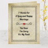 Funny Zitate 7 Wörter für eine lange Ehe Karte (Gelbe Blume)