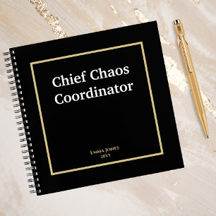 Funny zitiert Chief Chaos Coordinator Black Custom Notizblock