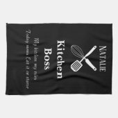 Funny zitiert personalisiert Schwarz-Weiß-Moderne Geschirrtuch (Horizontal)