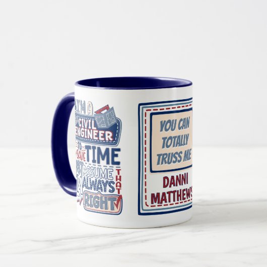 Funny Zivil Engineer immer richtig Tasse (Vorderseite Links)