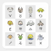 Funny Zodiac Signs Quadratischer Aufkleber (Vorderseite)
