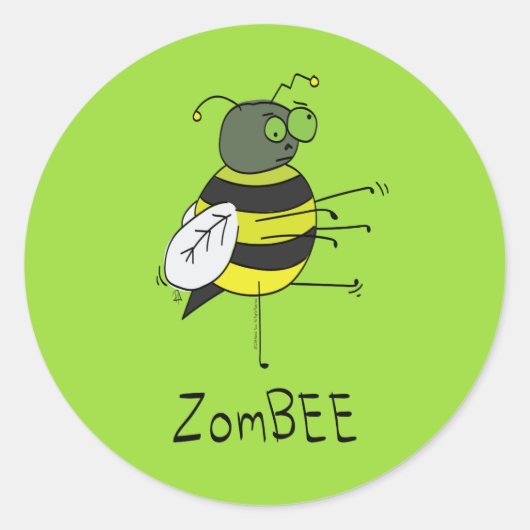 Funny Zombie Bee Niedlich Halloween Stickers (Vorderseite)