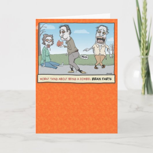 Funny Zombie Brain Furzen Halloween Karte (Vorderseite)