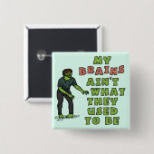 Funny Zombie Brains Old Age Button (Vorne & Hinten)