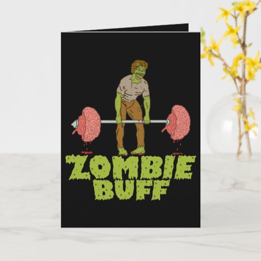 Funny Zombie Buff Gewichtshundertheben Karte (Gelbe Blume)