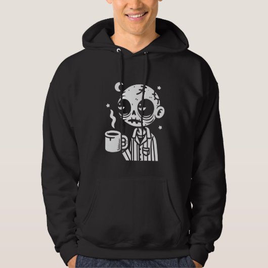 Funny Zombie Drink Coffee Hoodie (Vorderseite)