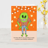 Funny Zombie Geburtstagskarte Karte (Gelbe Blume)