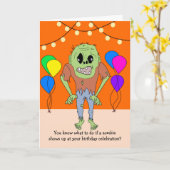 Funny Zombie Geburtstagskarte Karte (Gelbe Blume)