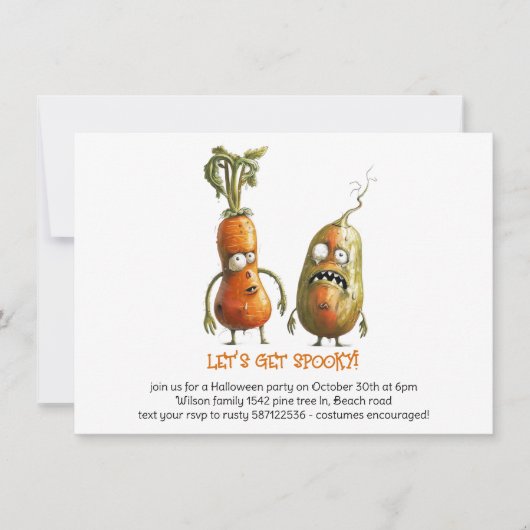 Funny Zombie Gemüse Halloween Einladung (Vorderseite)