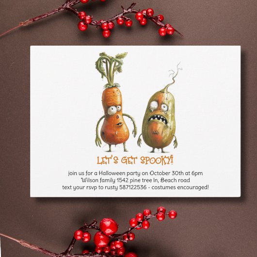 Funny Zombie Gemüse Halloween Einladung