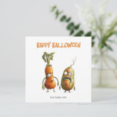 Funny Zombie Gemüse Halloween Grußkarte Karte (Stehend Vorderseite)