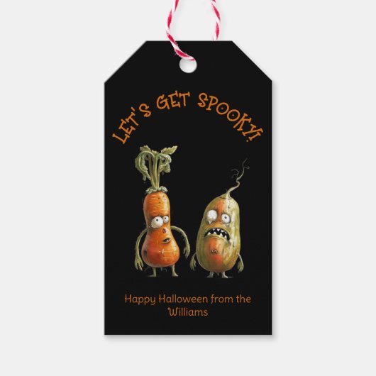 Funny Zombie Gemüse schwarz Halloween Geschenkanhänger (Vorderseite)