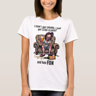 Funny Zombie Girl mit Bier Zitat weiß T-Shirt
