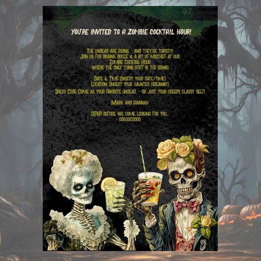 Funny Zombie Halloween Cocktail Party Invitation Einladung