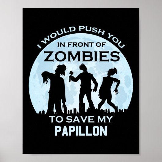 Funny Zombie Halloween Pet Papillon Poster (Vorne)