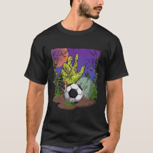 Funny Zombie Hand &amp; Fußball Ball Happy Hallowe T-Shirt