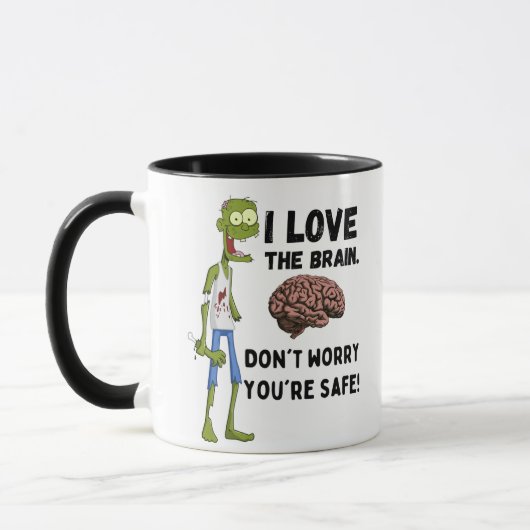 Funny Zombie I Liebe Das Gehirn Tasse (Links)