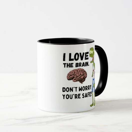 Funny Zombie I Liebe Das Gehirn Tasse (VorderseiteRechts)