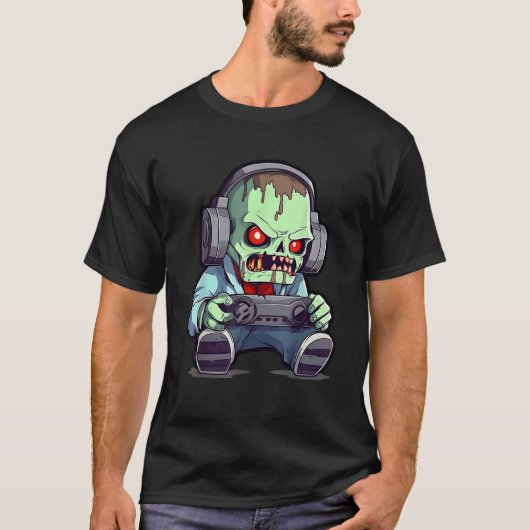 Funny Zombie Video Game Controller Gamer H T-Shirt (Vorderseite)